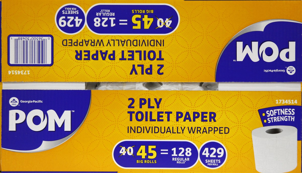 slide 9 of 11, POM 2 Ply Toilet Paper 45 ea, 45 ct