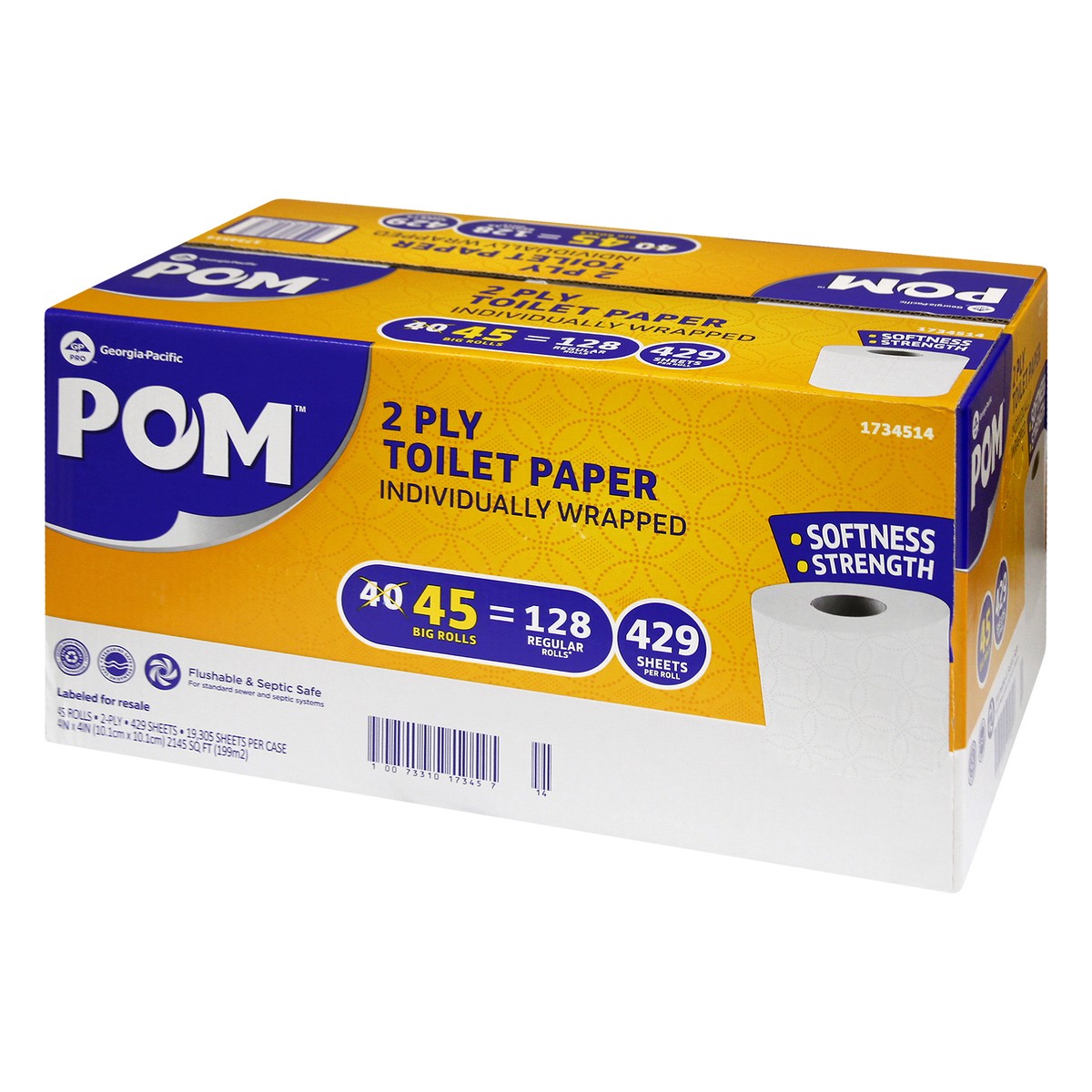 slide 11 of 11, POM 2 Ply Toilet Paper 45 ea, 45 ct