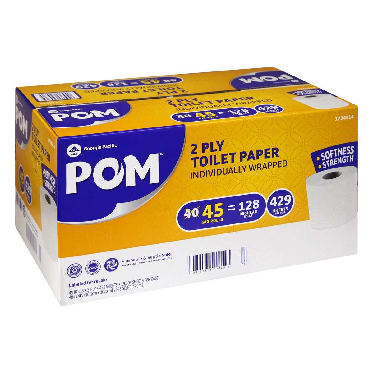 slide 6 of 11, POM 2 Ply Toilet Paper 45 ea, 45 ct
