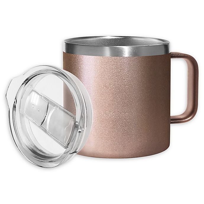 slide 1 of 4, Oggi Stainless Steel Mug with Lid - Rose Gold, 1 ct