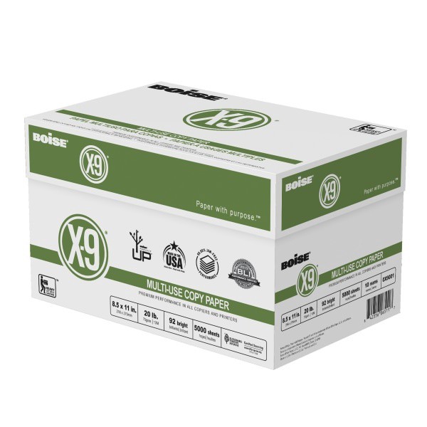 slide 1 of 3, Boise X-9 Multi-Use Copy Paper, 20 lb - Bright White, 500 ct; 8 1/2 in x 11 in