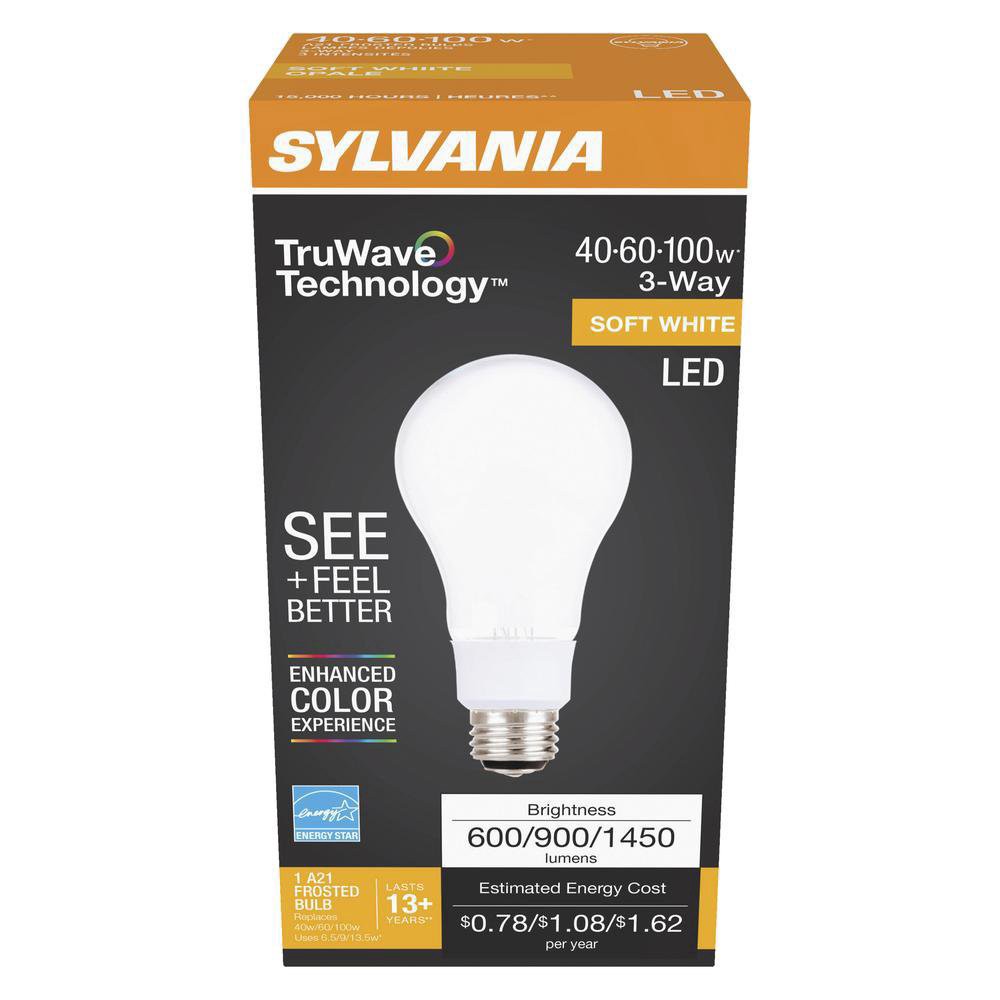 slide 1 of 1, Sylvania TruWave A21 3-Way Soft White LED Light Bulb, 1 ct