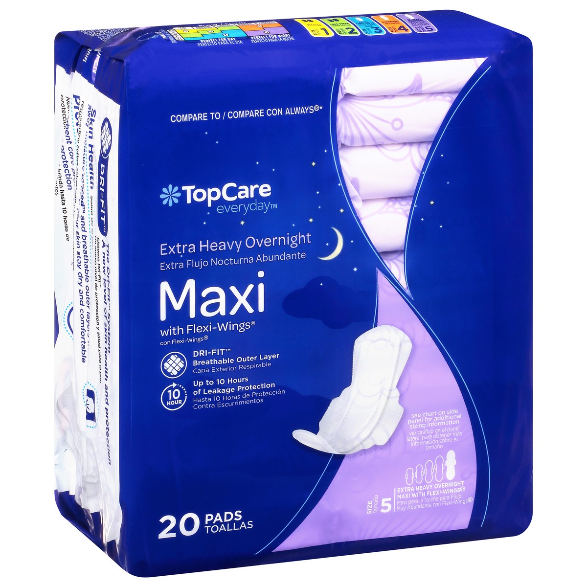 slide 6 of 9, TopCare Everyday Size 5 Extra Heavy Overnight With Flexi-Wings Maxi Pads 20 ea, 20 ct