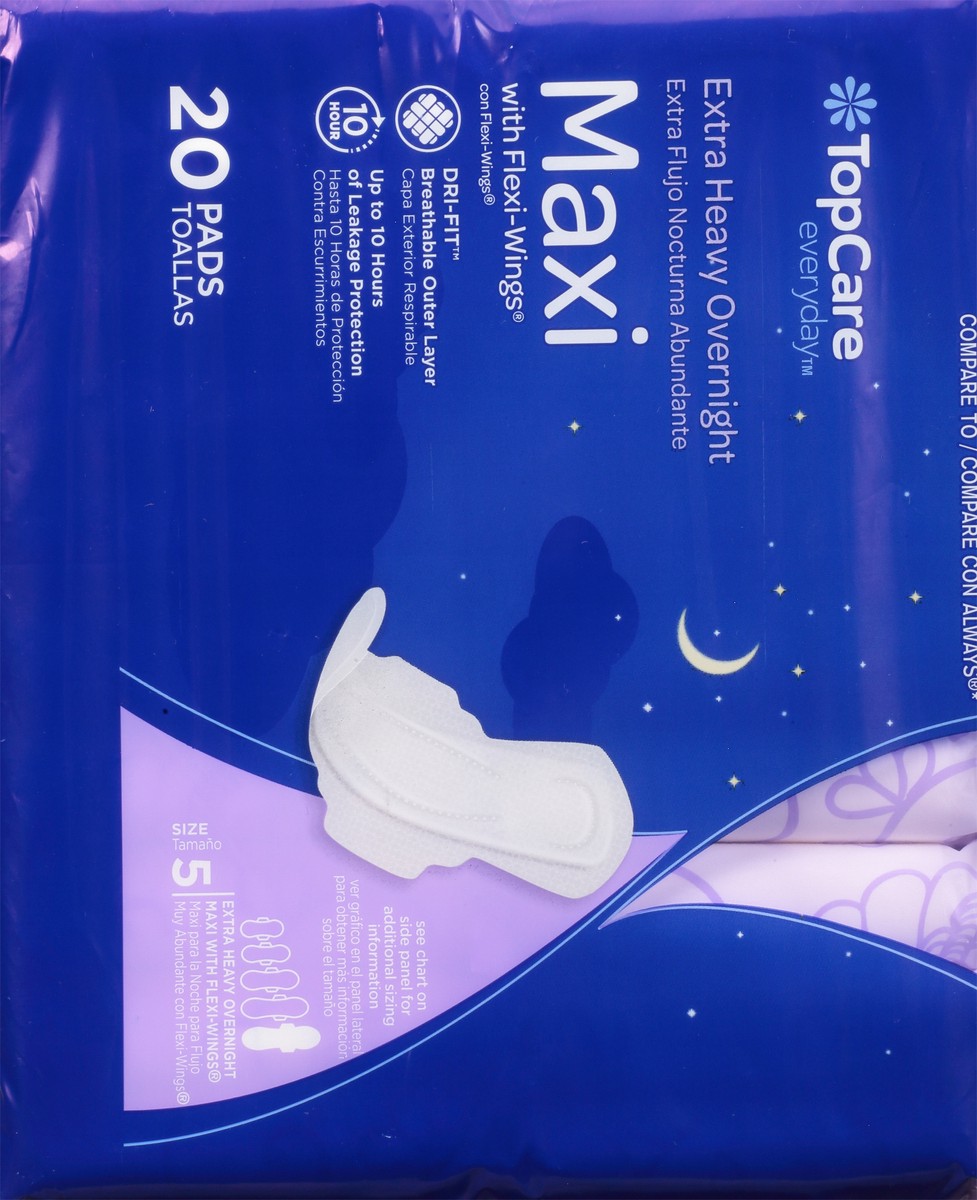 slide 8 of 9, TopCare Everyday Size 5 Extra Heavy Overnight With Flexi-Wings Maxi Pads 20 ea, 20 ct