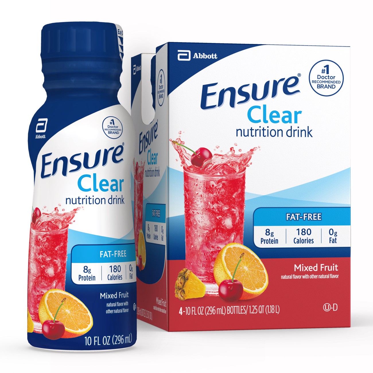 slide 1 of 10, Ensure Clear Nutrition Drink Mixed Fruit Ready-to-Drink 4-10 fl oz Bottles, 4 ct