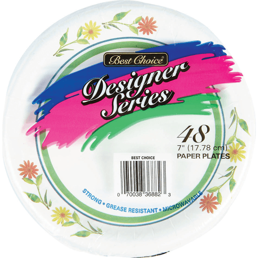 slide 1 of 1, Best Choice Designer Paper Plates, 48 ct