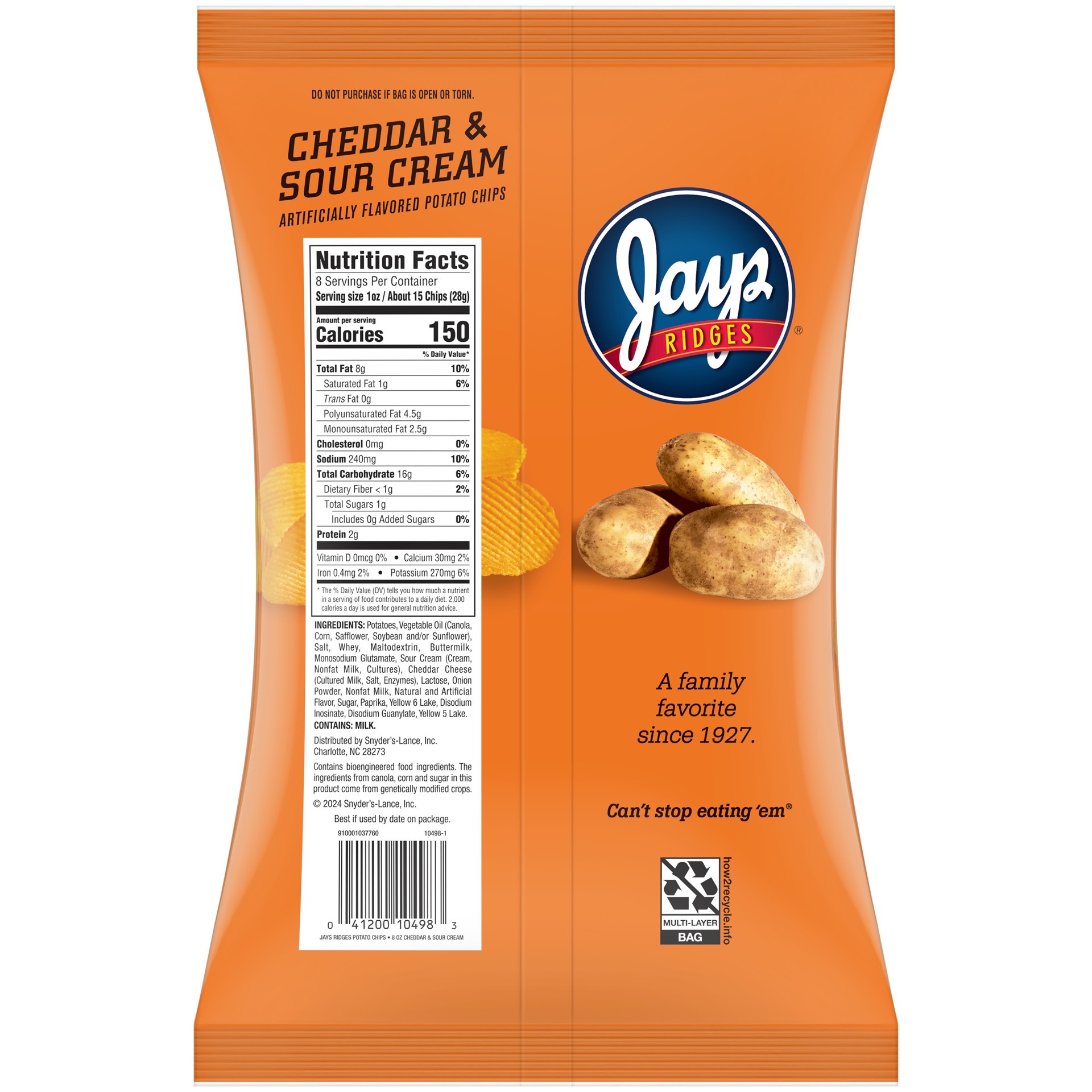 slide 6 of 6, Jay's Chdr & Sr Cream - 8 oz, 8 oz