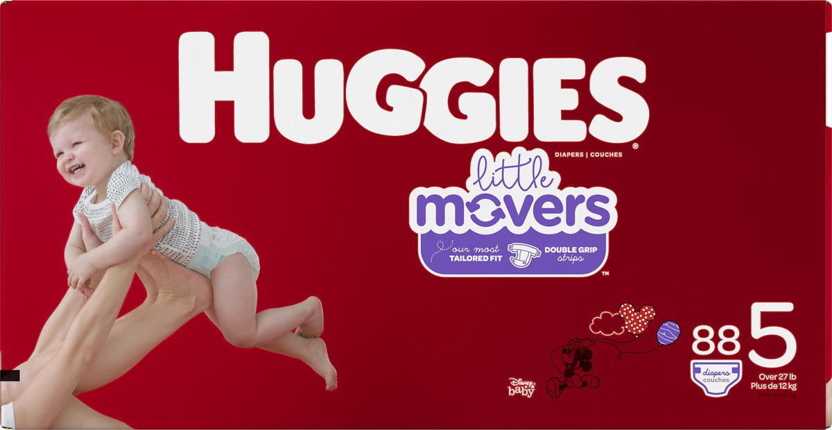 slide 3 of 11, Huggies Little Movers Disney Baby 5 (Over 27 lb) Diapers 88 ea, Size 5