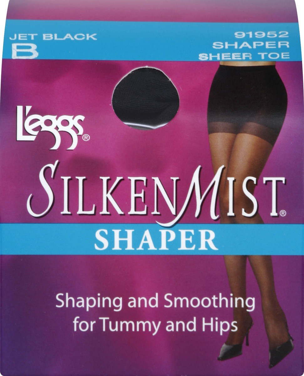 slide 2 of 4, L'eggs Silken Mist Jet Black Shaper Panty Silky Sheer Leg, 1 ct