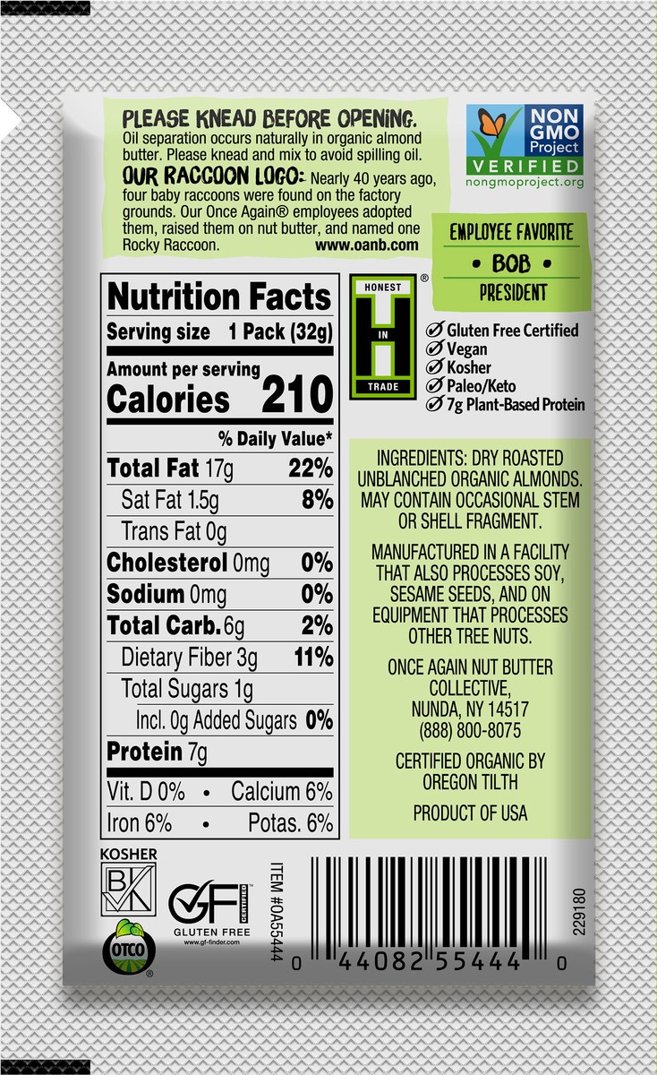 slide 5 of 6, Once Again Unsweetened & Roasted Creamy Almond Butter 1.15 oz, 1.15 oz