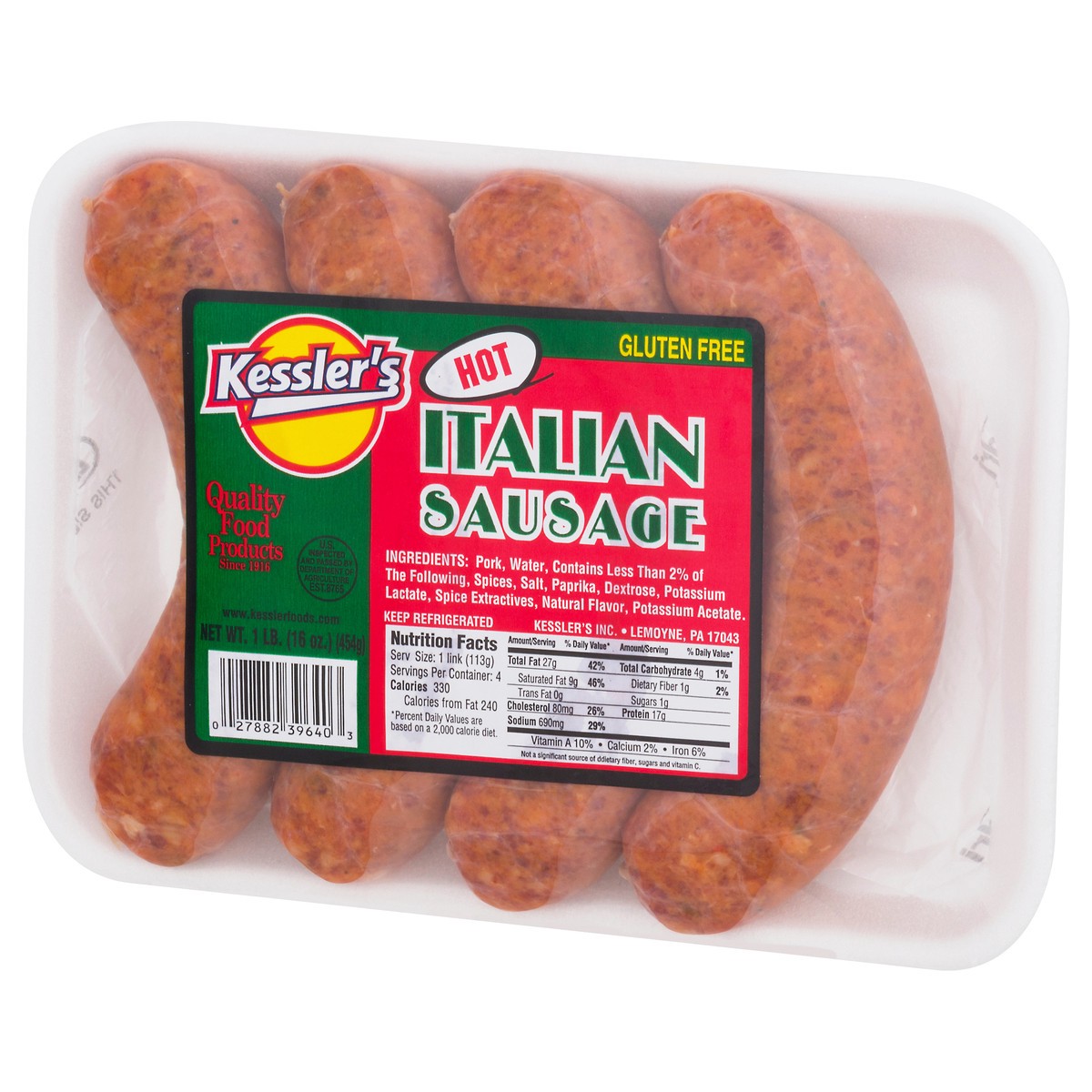 slide 2 of 13, Kessler's Italian Hot Italian Sausage 1 lb, 1 lb