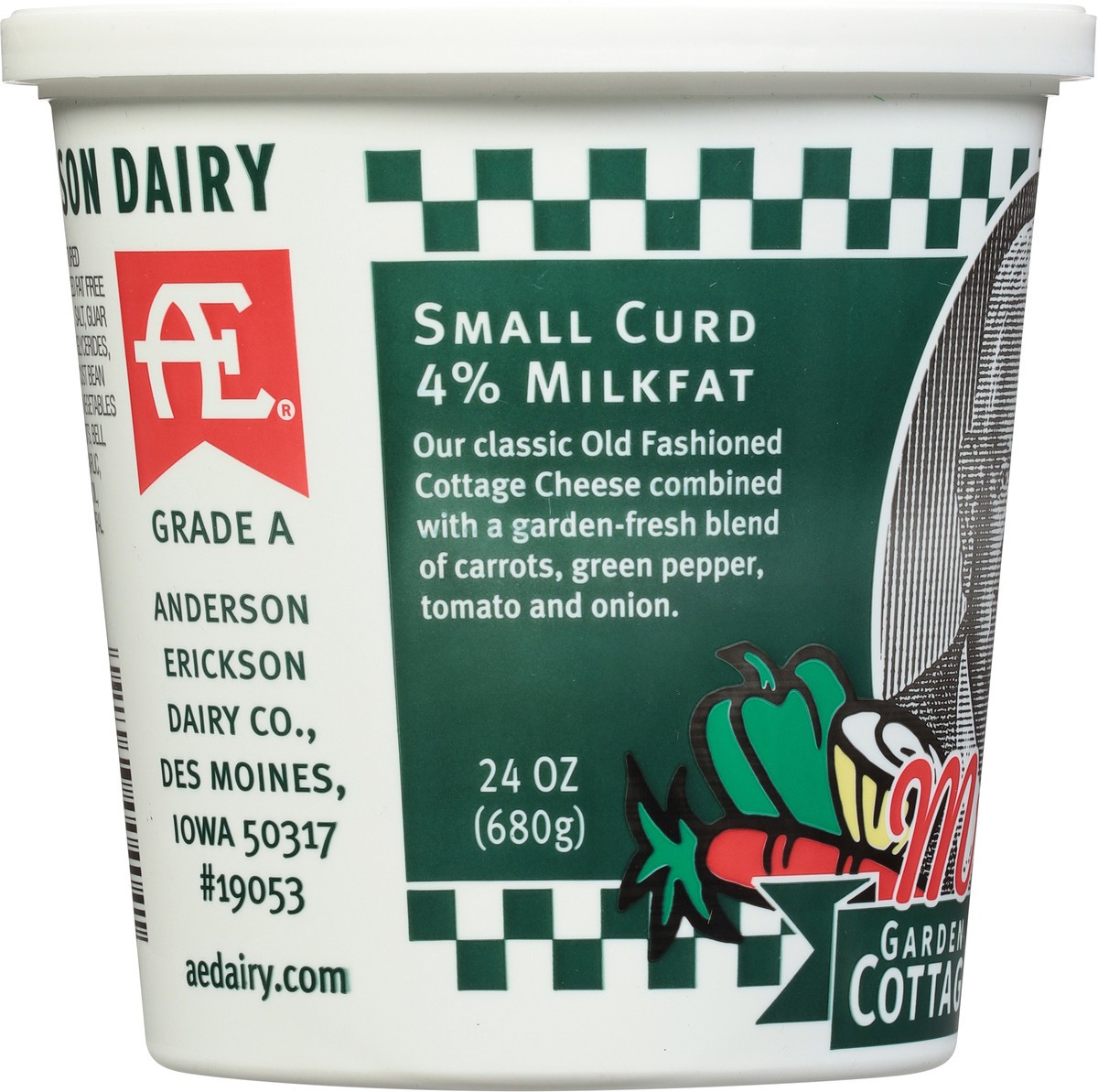 slide 3 of 9, AE Dairy 4% Milkfat Small Curd Garden Vegetable Cottage Cheese - 24 oz, 24 oz