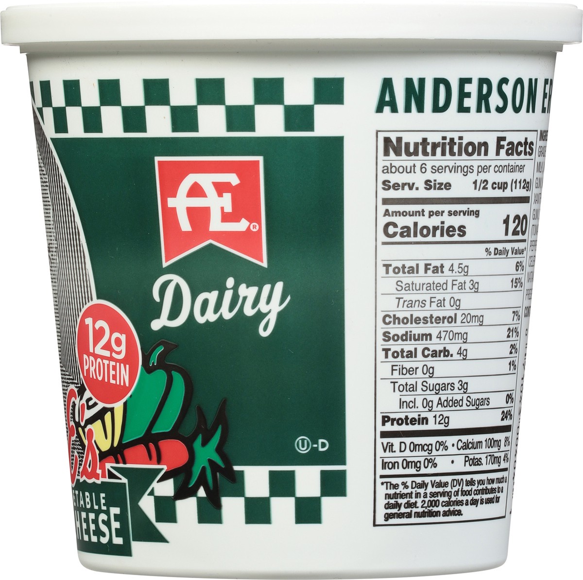slide 6 of 9, AE Dairy 4% Milkfat Small Curd Garden Vegetable Cottage Cheese - 24 oz, 24 oz