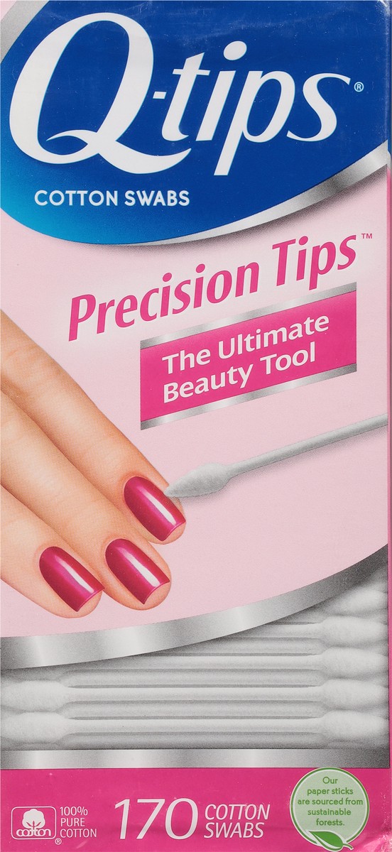 slide 12 of 12, Q-Tips Cotton Swabs, Precision Tips, For Beauty and Home, 100% Cotton, 170 Count, 170 ct