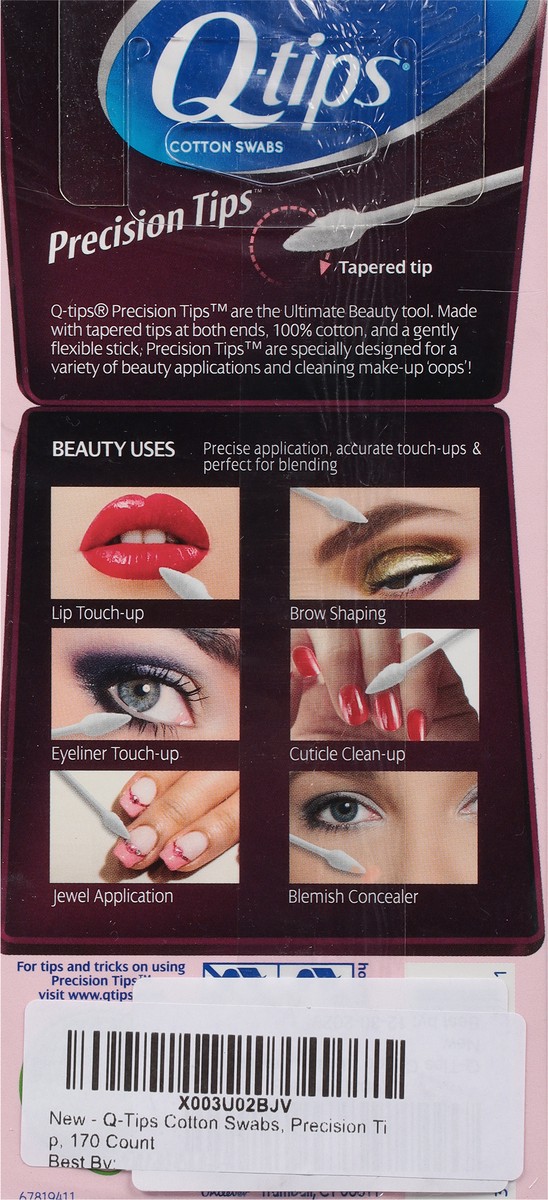 slide 2 of 12, Q-Tips Cotton Swabs, Precision Tips, For Beauty and Home, 100% Cotton, 170 Count, 170 ct