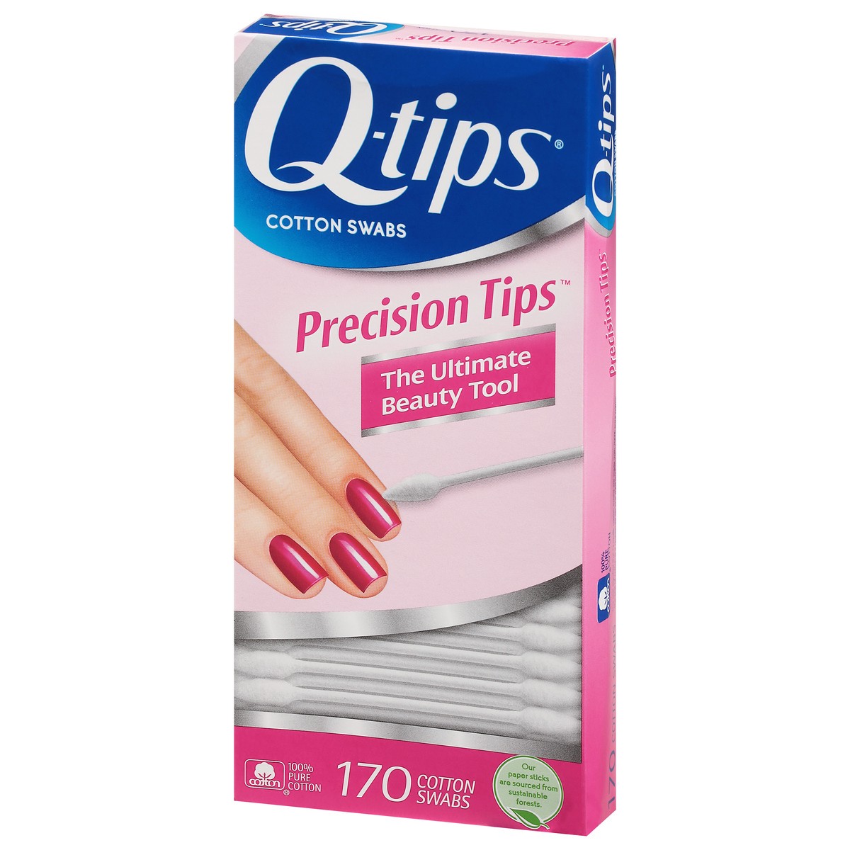 slide 8 of 12, Q-Tips Cotton Swabs, Precision Tips, For Beauty and Home, 100% Cotton, 170 Count, 170 ct