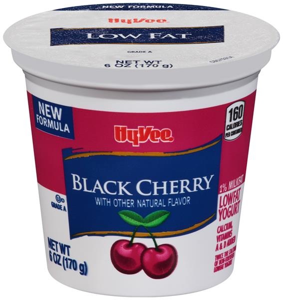 slide 1 of 1, Hy-vee Black Cherry Lowfat Yogurt, 6 oz