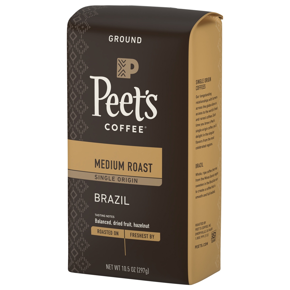 slide 3 of 9, Peet's Medium Roast Brazil Ground Coffee, 10.5 oz