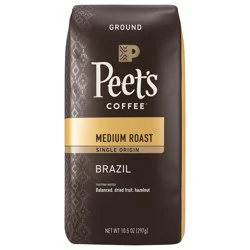 Peet's Coffee, Single Origin Brazil Medium Roast Ground Coffee - 10.5oz Bag