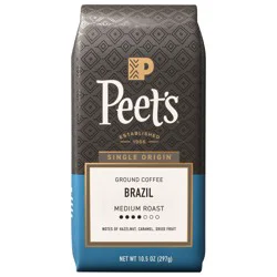 Peet's Coffee, Single Origin Brazil Medium Roast Ground Coffee - 10.5oz Bag