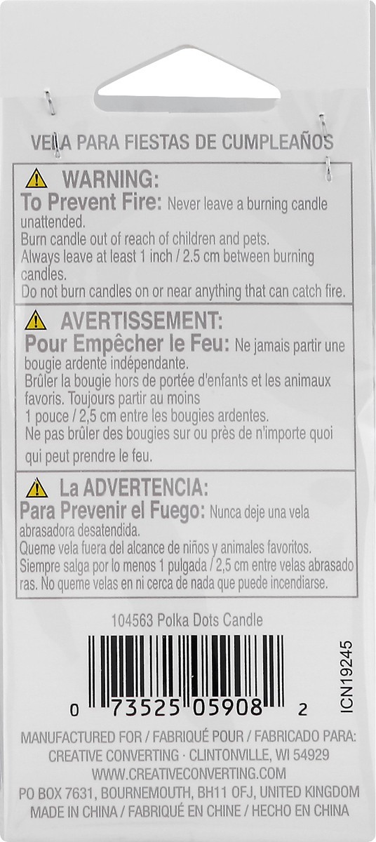 slide 5 of 9, Creative Converting Polka Dots 2.87 Inch Birthday Candle 1 ea, 1 ct