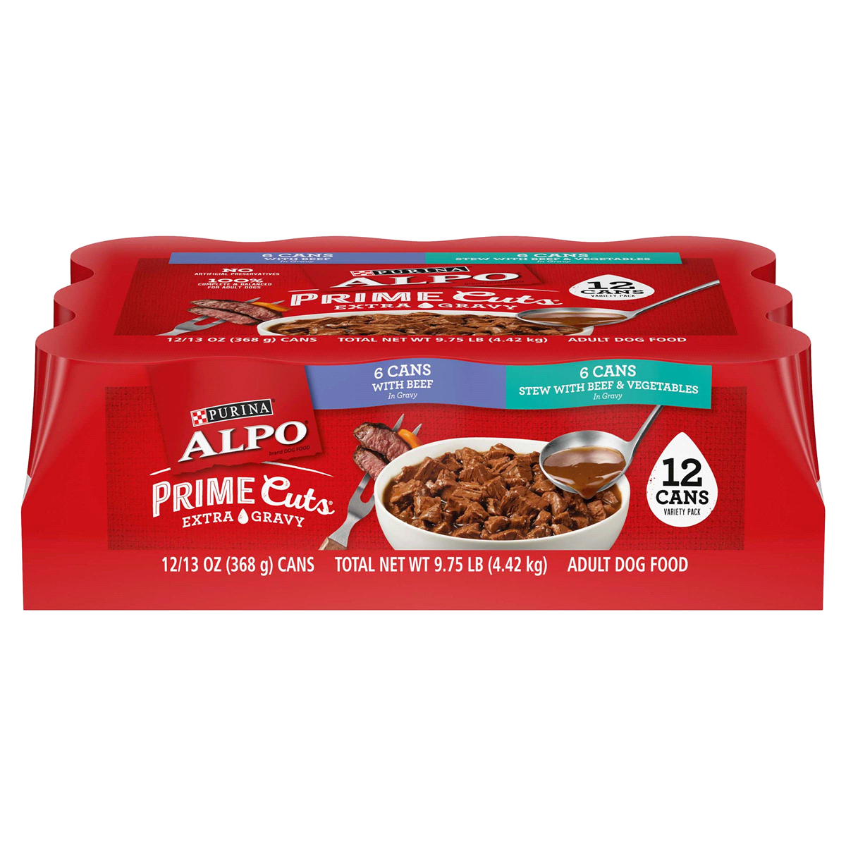 slide 1 of 1, Purina Alpo Prime Cuts Extra Gravy Variety Pack Wet Dog Food, 13 oz