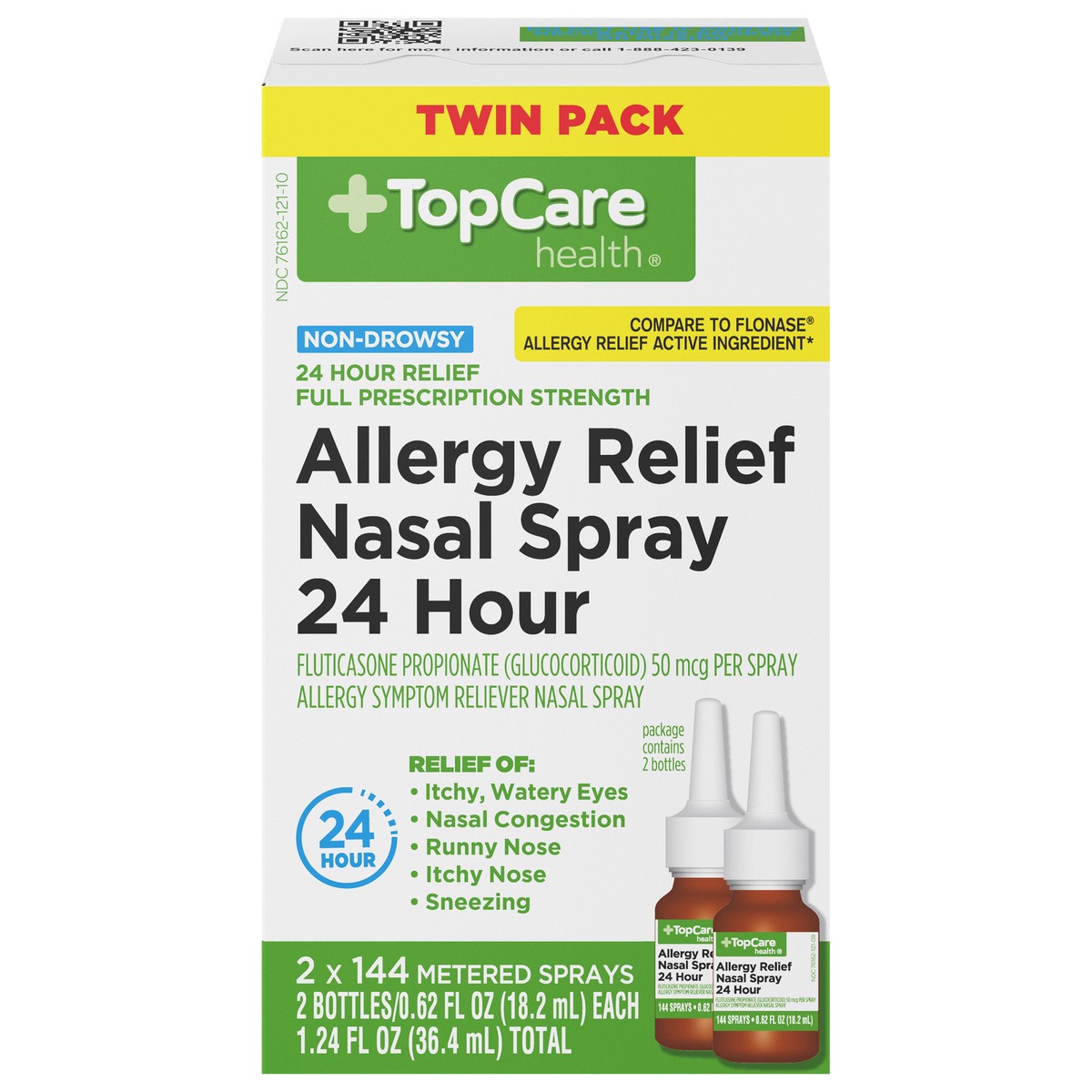slide 1 of 9, TopCare Health 24 Hour Non-Drowsy Allergy Relief Nasal Spray Twin Pack 2 ea, 2 ct