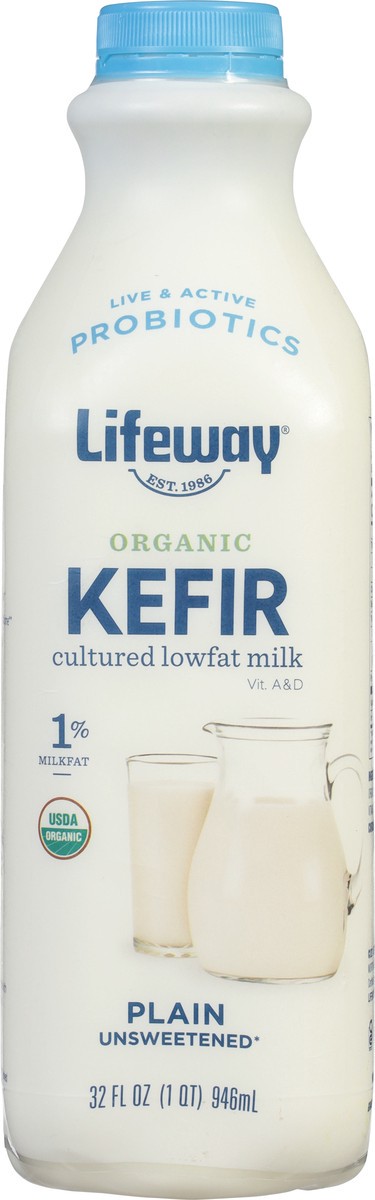 slide 9 of 9, Lifeway Organic Unsweetened Plain Kefir, 32 fl oz