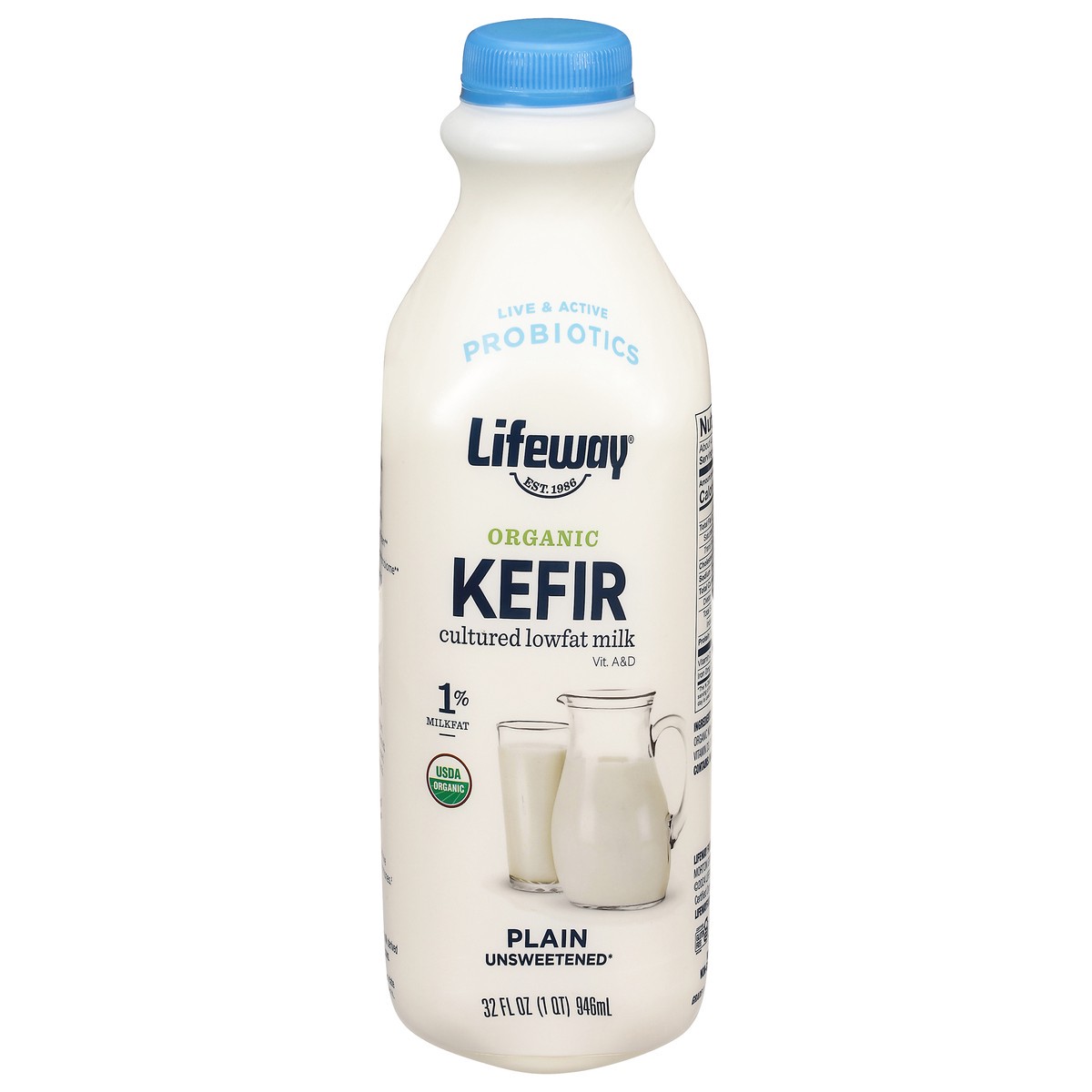 slide 1 of 9, Lifeway Organic Plain Unsweetened Kefir 32 fl oz, 32 fl oz