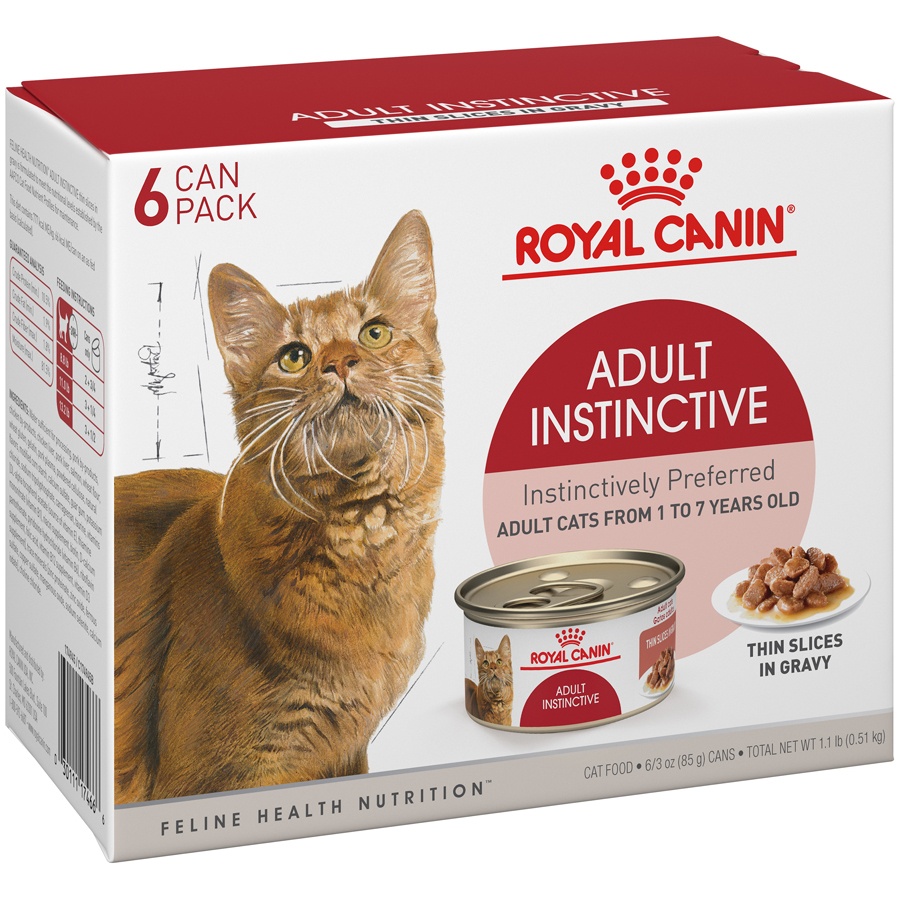 slide 2 of 9, Royal Canin Feline Health Nutrition Adult Instinctive Thin Slices in Gravy Wet Cat Food Multipack, 6 ct; 3 oz