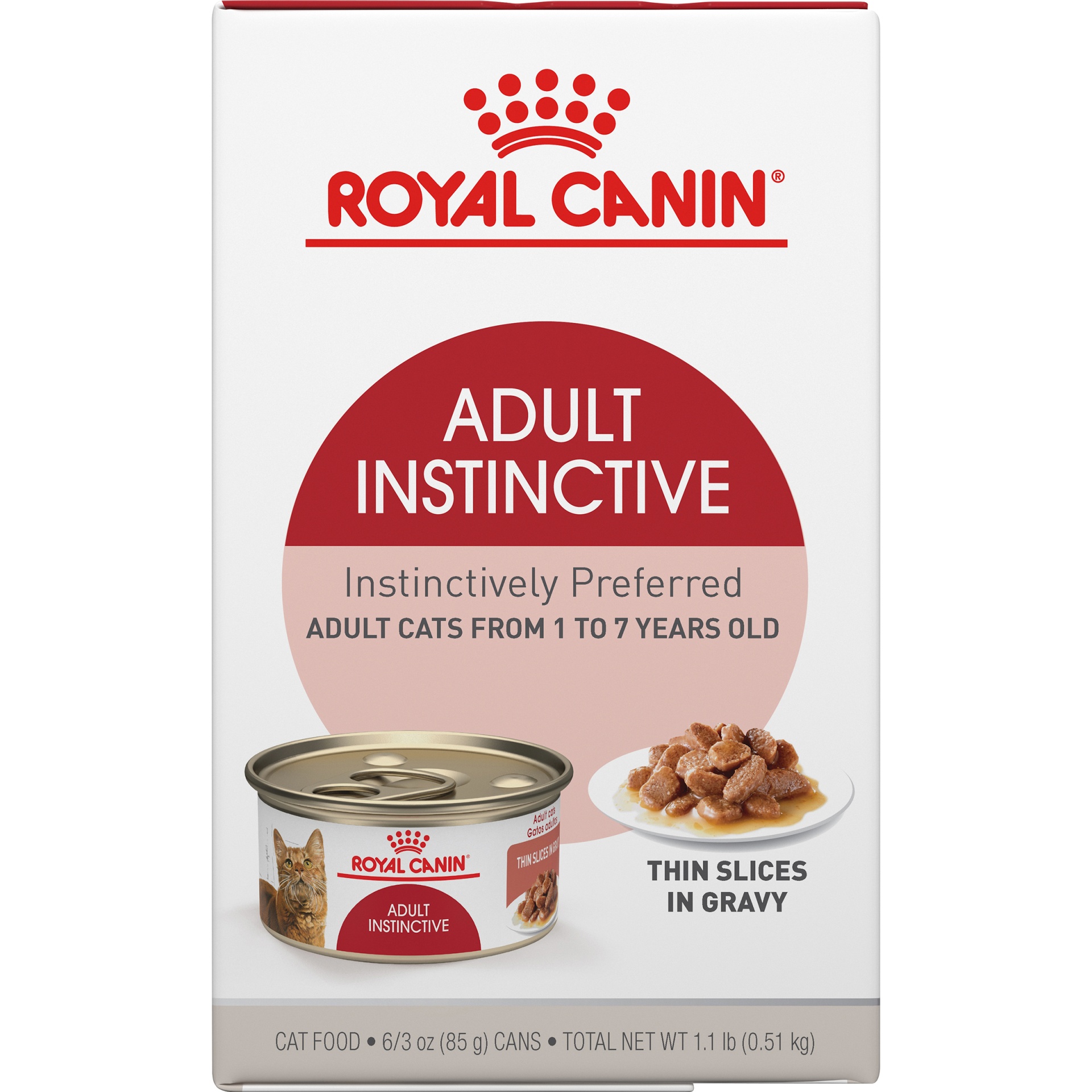 slide 5 of 9, Royal Canin Feline Health Nutrition Adult Instinctive Thin Slices in Gravy Wet Cat Food Multipack, 6 ct; 3 oz