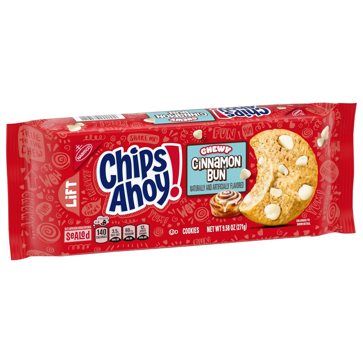 slide 14 of 14, "nab Chips Ahoy Chewy Cin Bun", 9 inoz in