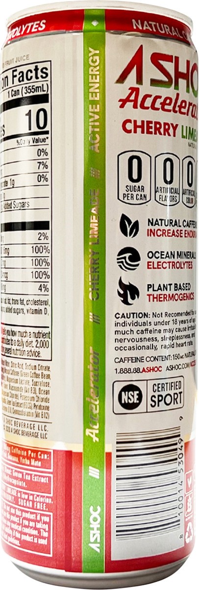 slide 4 of 7, A SHOC Accelerator Cherry Limeade Energy Drink, 12 fl oz can, 12 oz