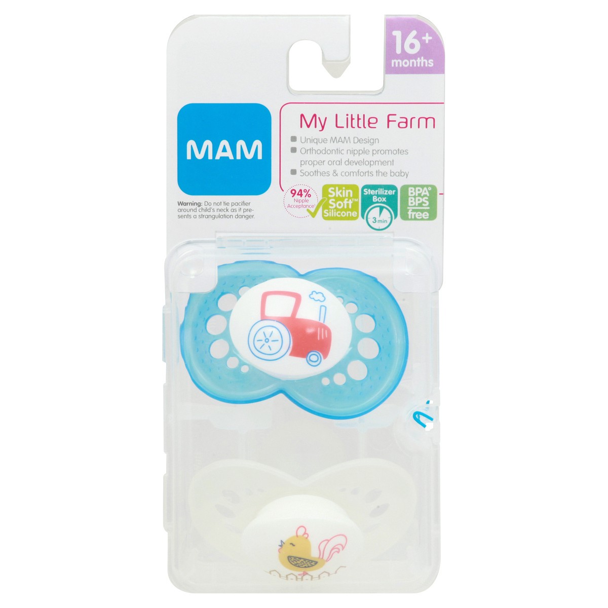 slide 1 of 9, MAM My Little Farm 16+ months Pacifier 2 ea, 2 ct