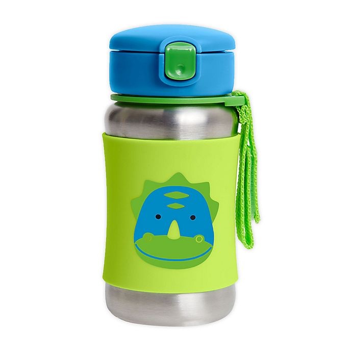 slide 1 of 3, Skip Hop SKIP*HOP Zoo Dino Stainless Steel Straw Bottle, 12 oz