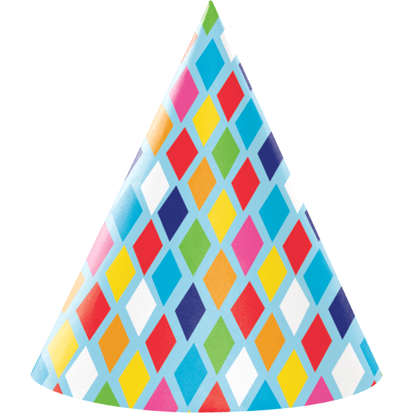 slide 1 of 1, Creative Converting Bright Birthday Party Hats, 8 ct