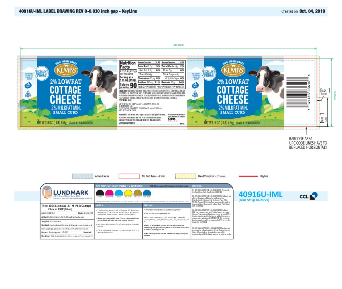 slide 4 of 13, Kemps Kemp 2% Lowfat Cottage Cheese Cup, 16 oz