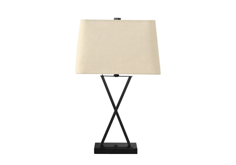 slide 1 of 1, Monarch Specialties Black Metal Usb Table Lamp With Beige Shade, 1 ct