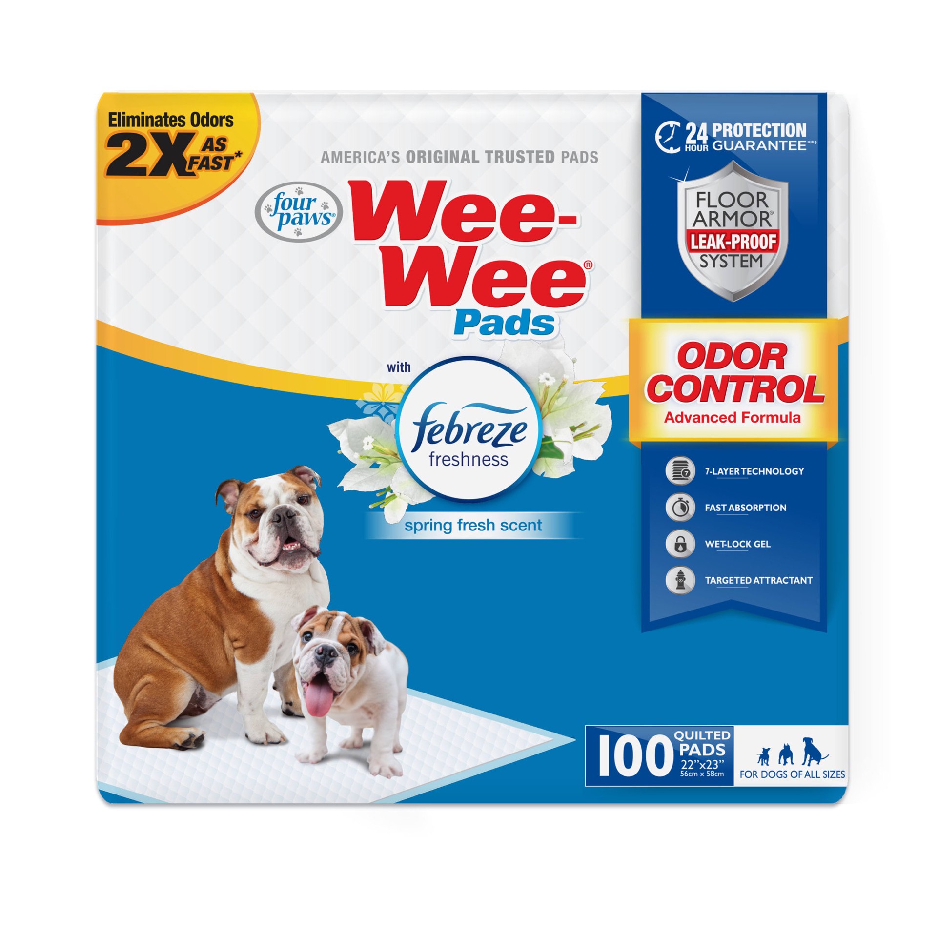 slide 1 of 1, Four Paws Weewee Pad Febreeze, 100 ct