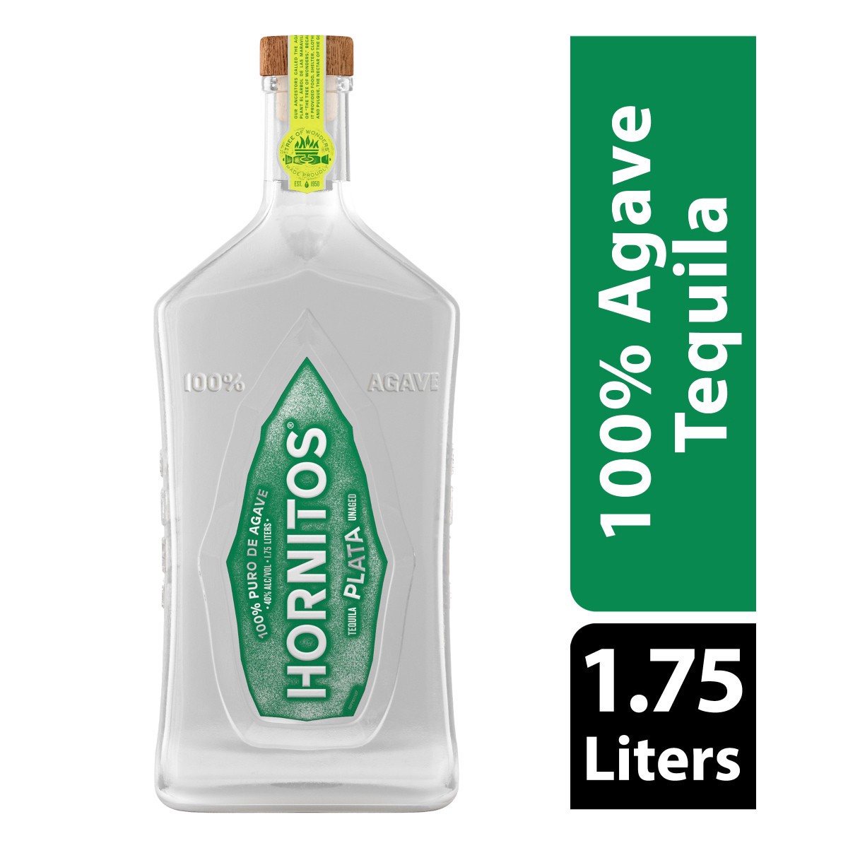 slide 1 of 2, Hornitos Plata Tequila 1.75 lt, 1.75 liter