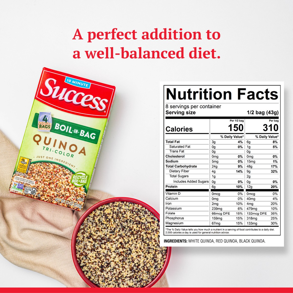 slide 2 of 9, Success Tri Color Quinoa, 12 oz