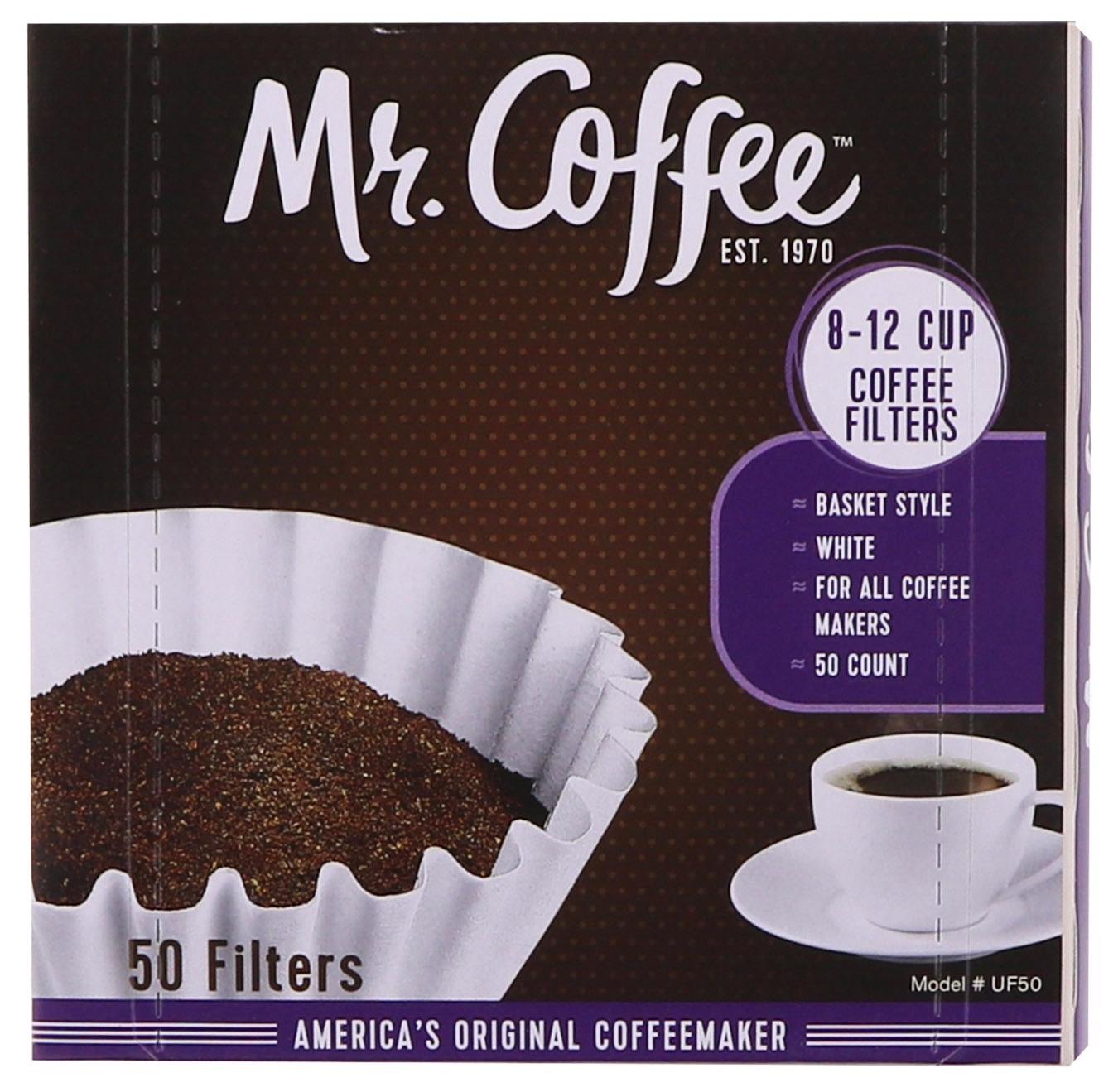 slide 1 of 1, Mr. Coffee Coffee Filters, Basket Style, White, 50 ct; 8-12 cup