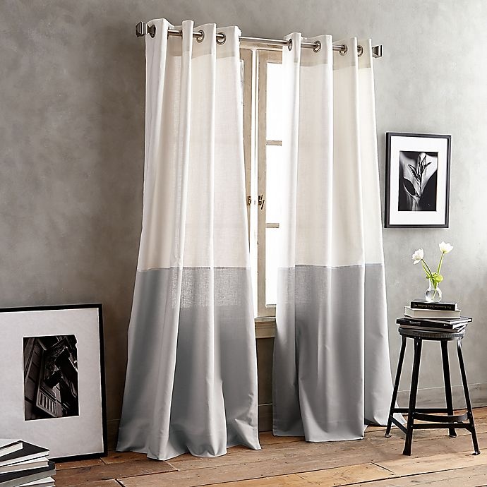 slide 1 of 1, DKNY Color Band Grommet Top Window Curtain Panel - Grey, 84 in