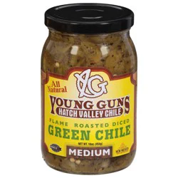 Young Guns Hatch Valley Medium Flame Roasted Green Chile - 16 oz