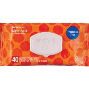 slide 1 of 1, CVS Health Ultra-Soft Cleansing Wipes, Unscented, 40 ct