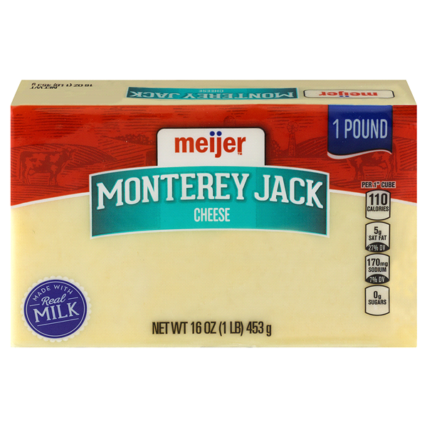 slide 1 of 2, Meijer Chunk Monterey Jack Cheese, 16 oz