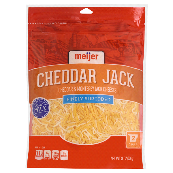 slide 1 of 2, Meijer Fancy Shredded Cheddar Jack Cheese, 8 oz