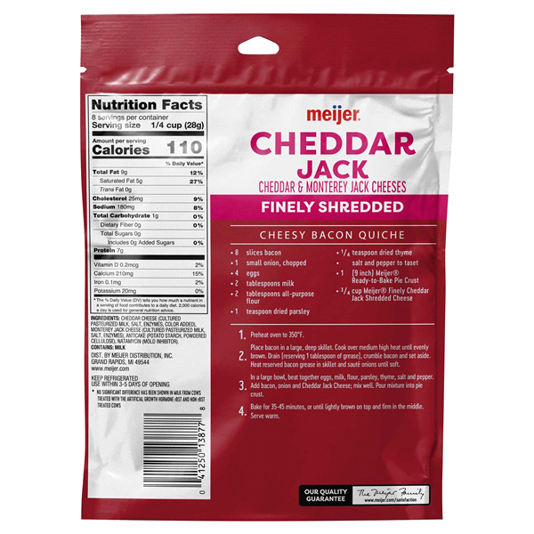 slide 5 of 5, Meijer Finely Shredded Cheddar Jack Cheese, 8 oz