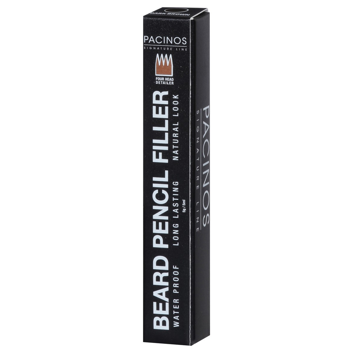 slide 6 of 13, Pacinos Beard Pencil Filler With Brush, Dark Brown, 0.88 oz