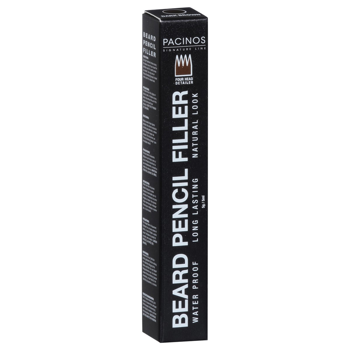 slide 3 of 13, Pacinos Beard Pencil Filler With Brush, Dark Brown, 0.88 oz